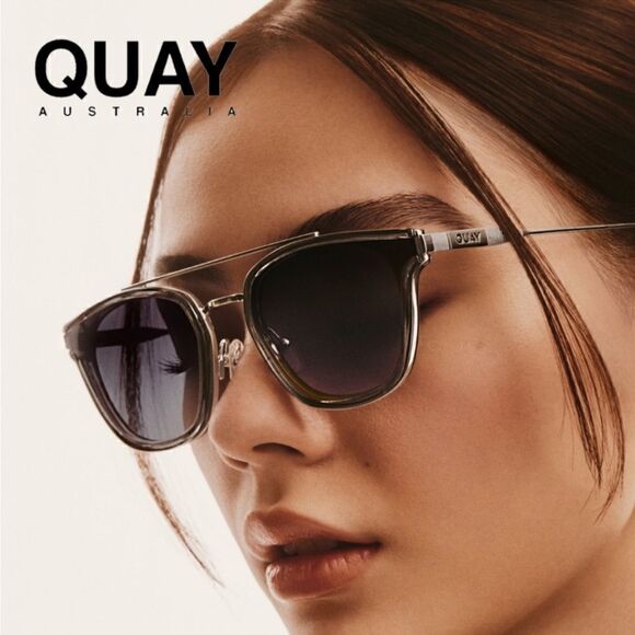 NWT QUAY AUSTRALIA- Getaway Sunglasses- Gray, Smoke in Original packaging. main image 4